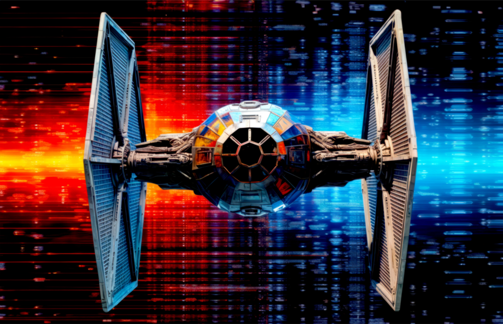 Arte della parete di vetro Tie Fighter || Collezione di design