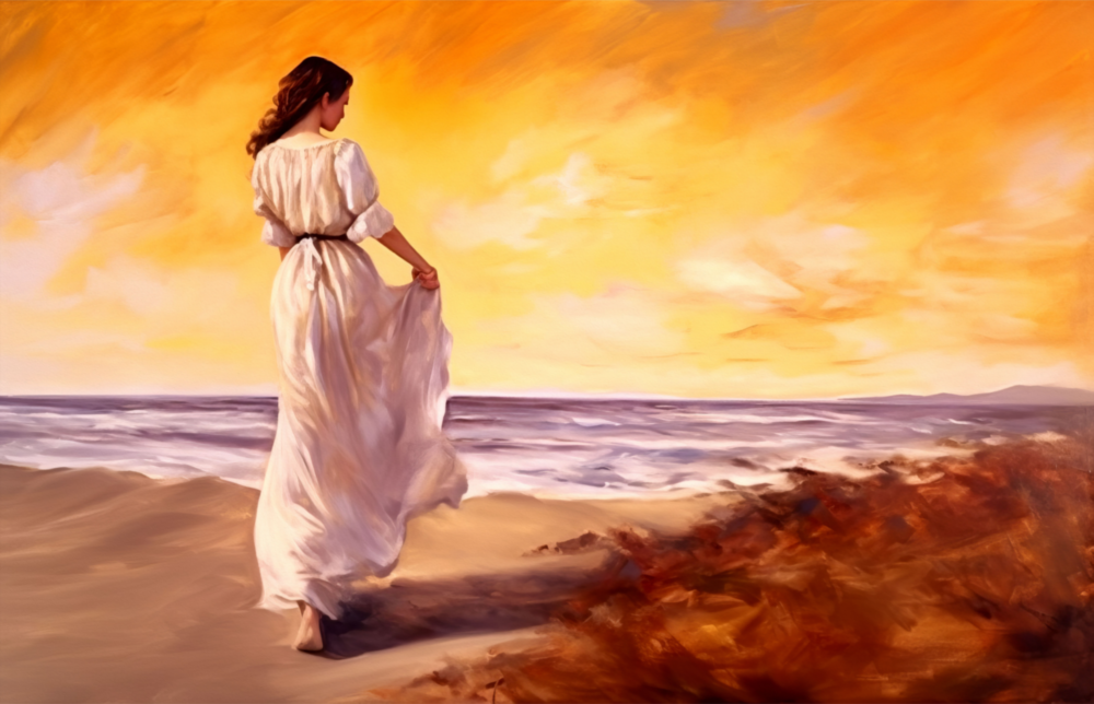 Beach Walk Glass Wall Art || Designer Collection