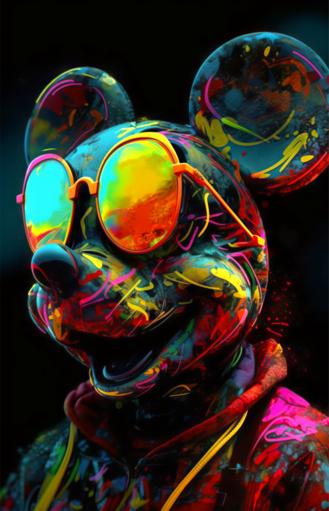 Neon Mice Glass Wall Art || Designer Collection