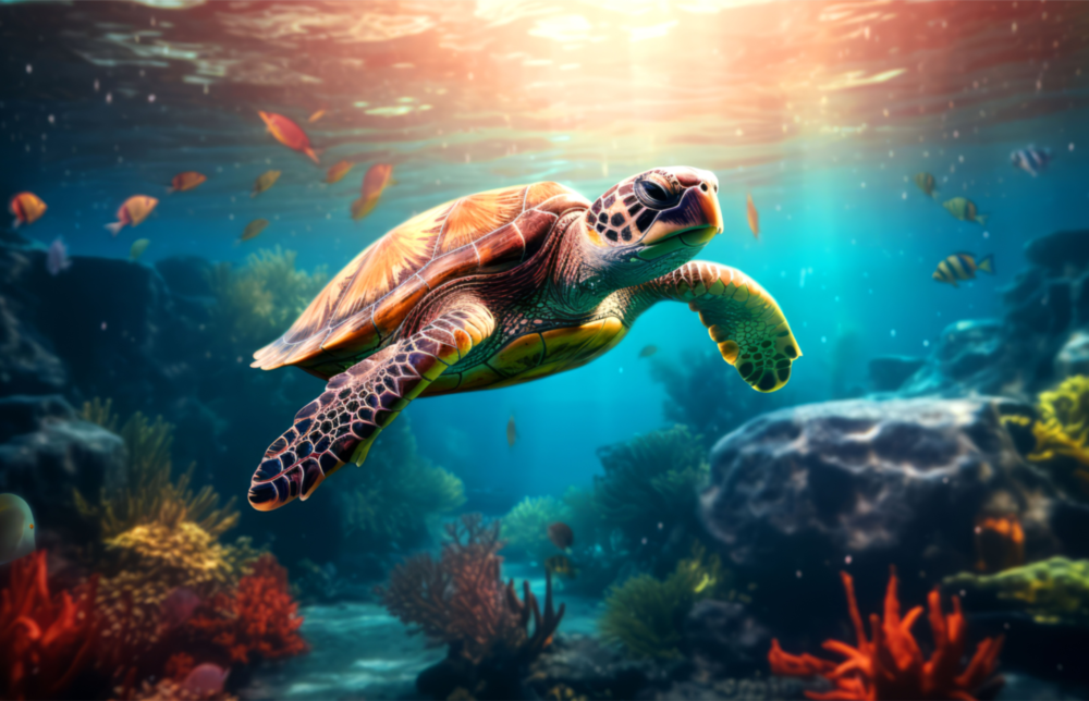 Sea Turtle Glass Wall Art || Designer Collection