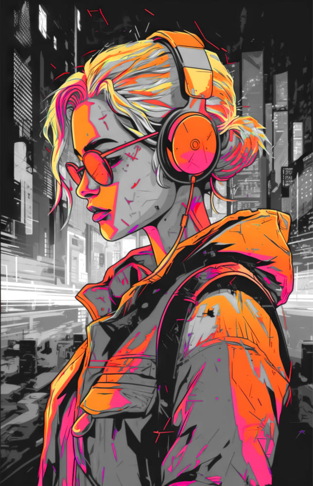 Arte della parete di vetro Music Girl || Collezione di design