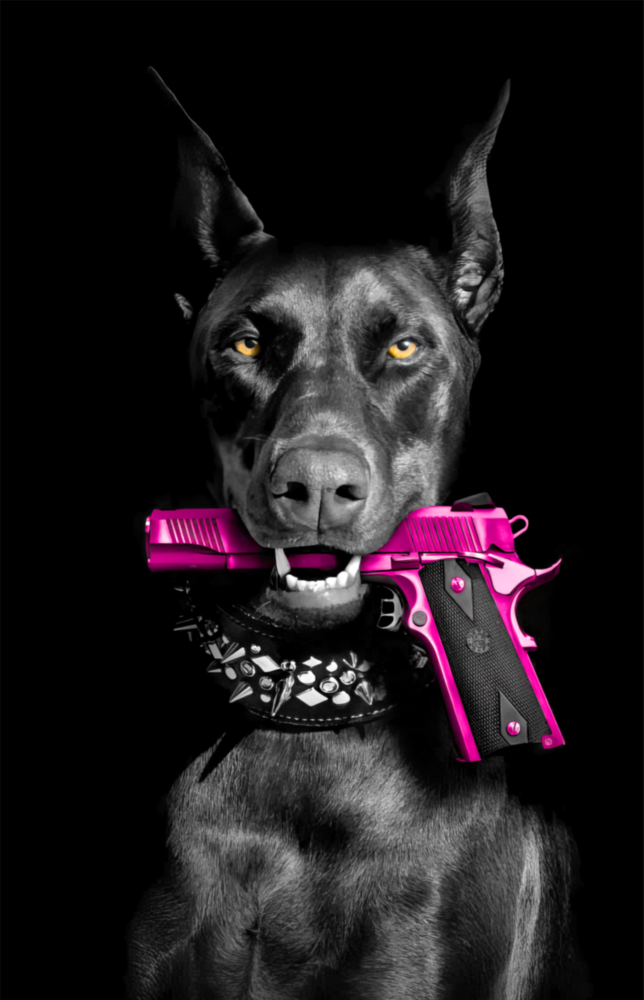 Arte della parete di vetro Gun Dog || Collezione di design