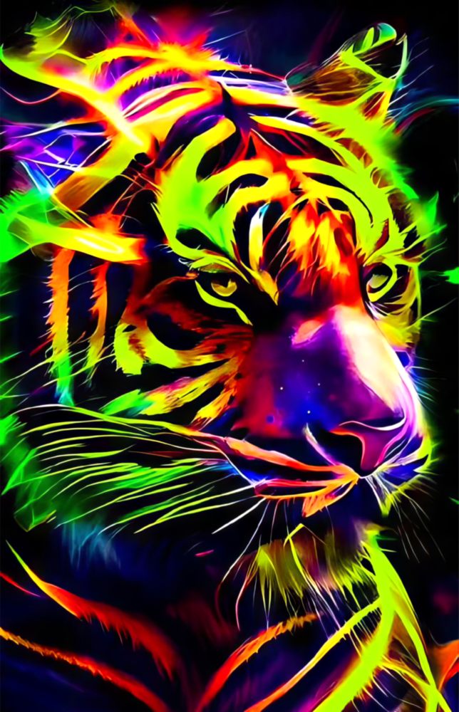 Arte della parete di vetro NEON TIGER || Collezione di designer