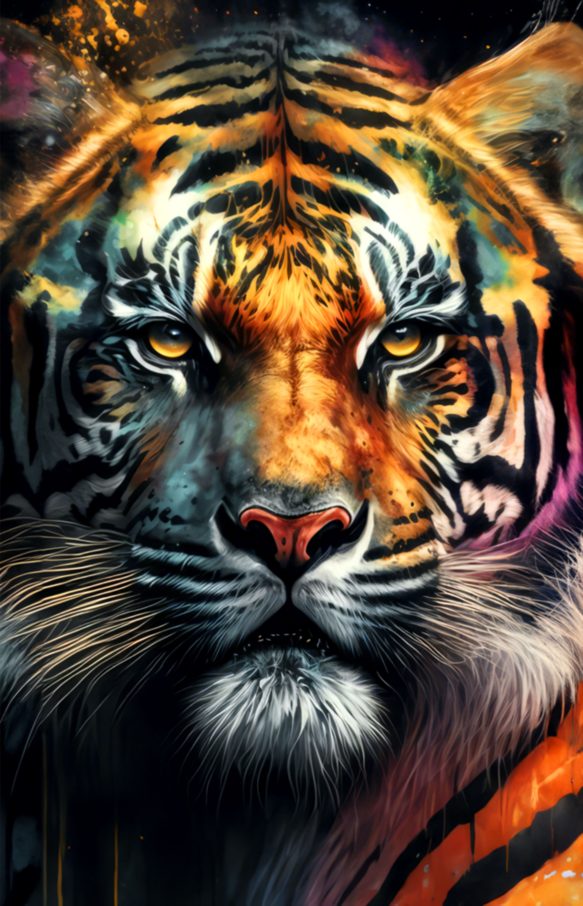 Arte della parete di vetro Face of the Tiger || Collezione di designer