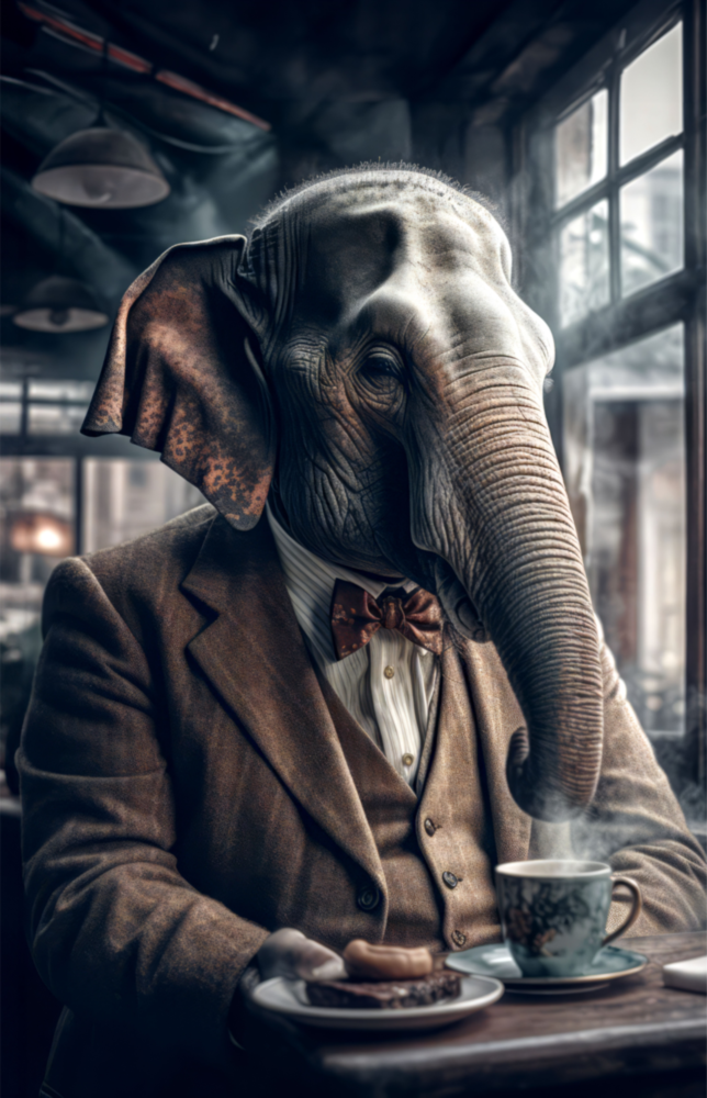 Pensionierter Elefant || Designer -Sammlung Glasbild