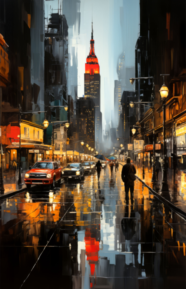 Arte della parete di vetro City Night || Collezione di designer