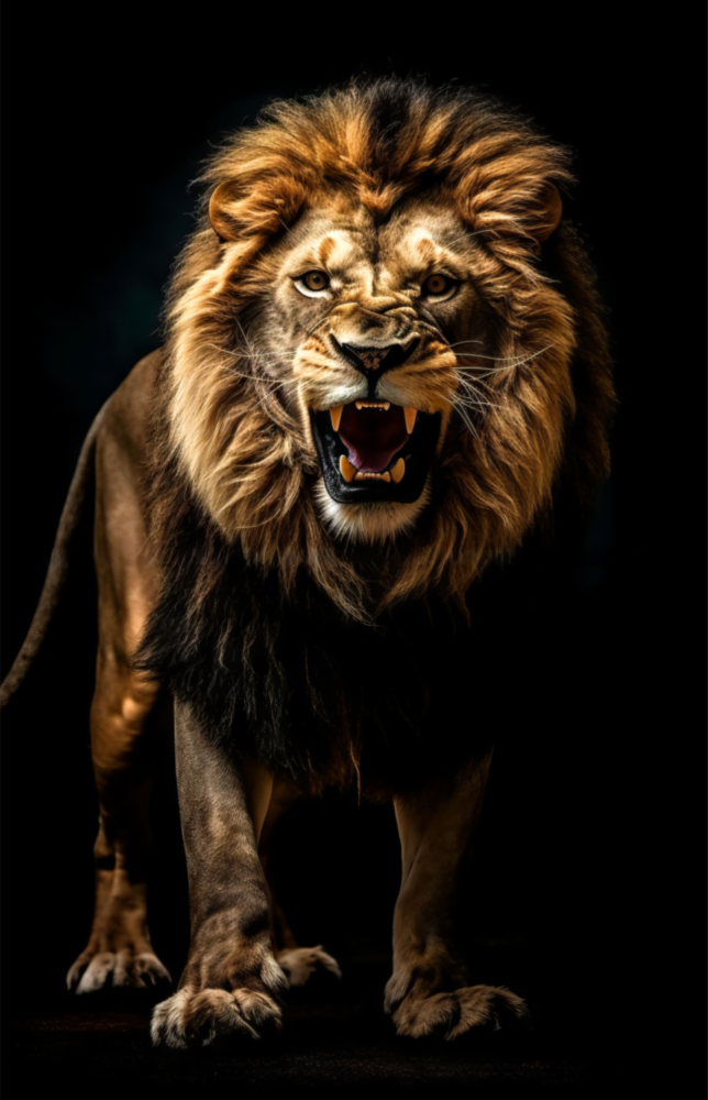 Lion in the Dark Glass Wall Art|| Designer's Collection