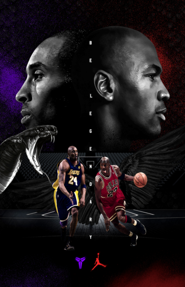 Bryant vs Jordan Glass Wall Art || Designer Collection