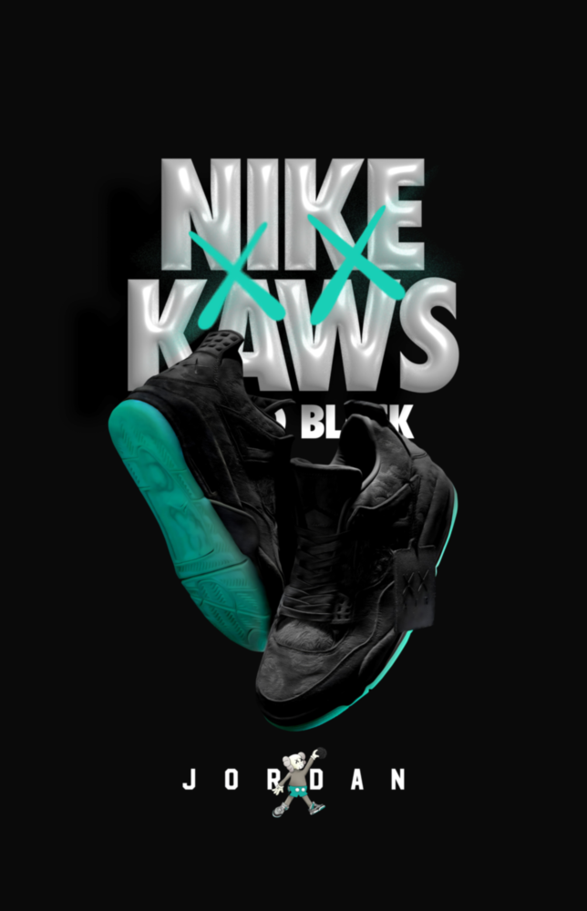 Black Kaws Glass Wall Art || Designer Collection