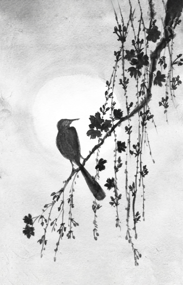 Bird on the Branch Glass Wall Art || Designer Collection