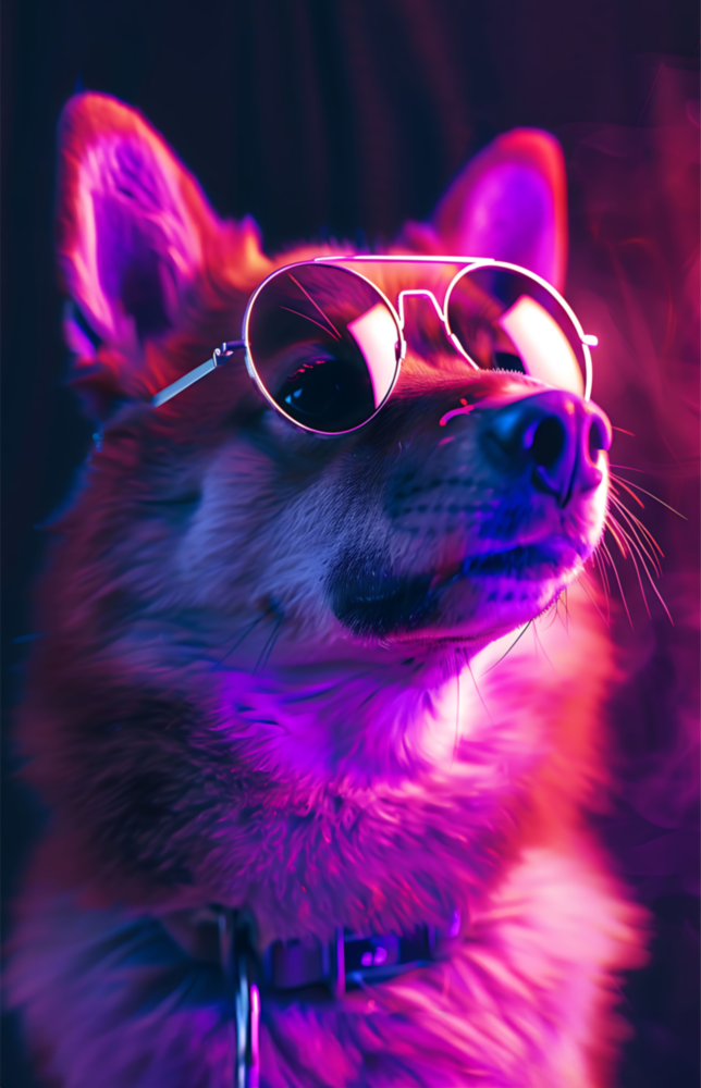 Dog with Glasses Glass Wall Art || Designer Collection