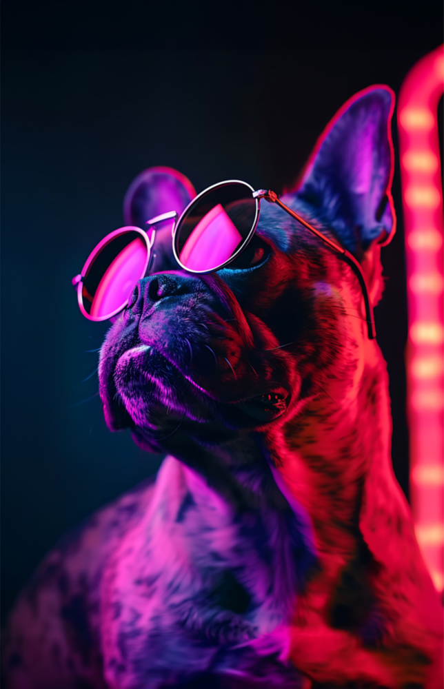 Dog with Glasses Glass Wall Art || Designer Collection