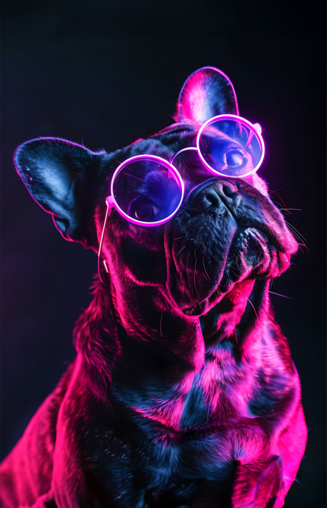 Dog with Glasses Glass Wall Art || Designer Collection