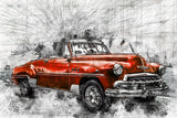 Crimson Chrome Classic — Impression haptique en relief 3D + laque brillante - Aluminum Composite / 90x60 cm