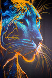 Neon Panther Pulse — 3D Haptic Embossed High-Gloss Luxury Wall Art
