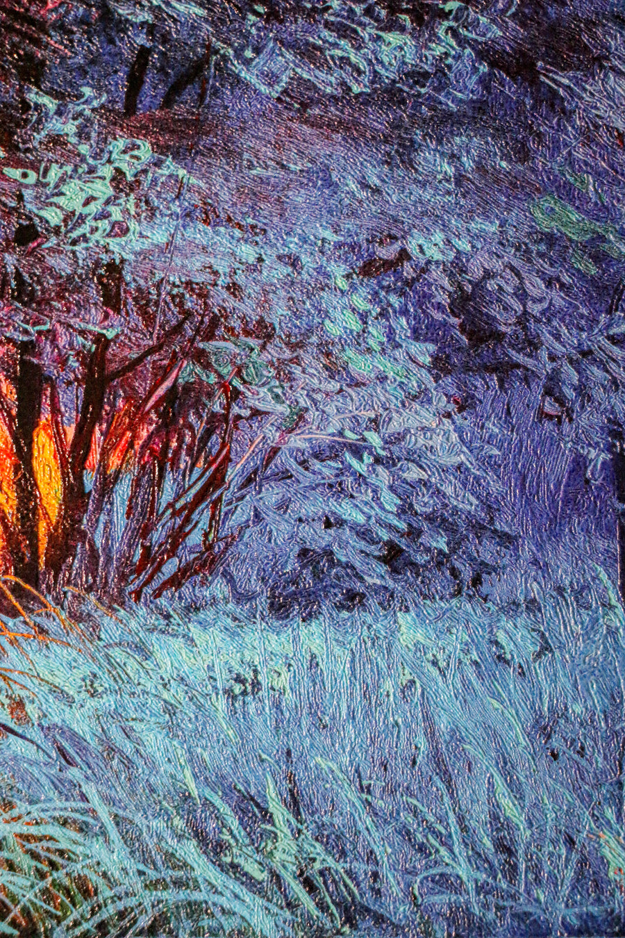 Crimson Frost Solitude — 3D Haptic Embossed High-Gloss Luxury Wall Art