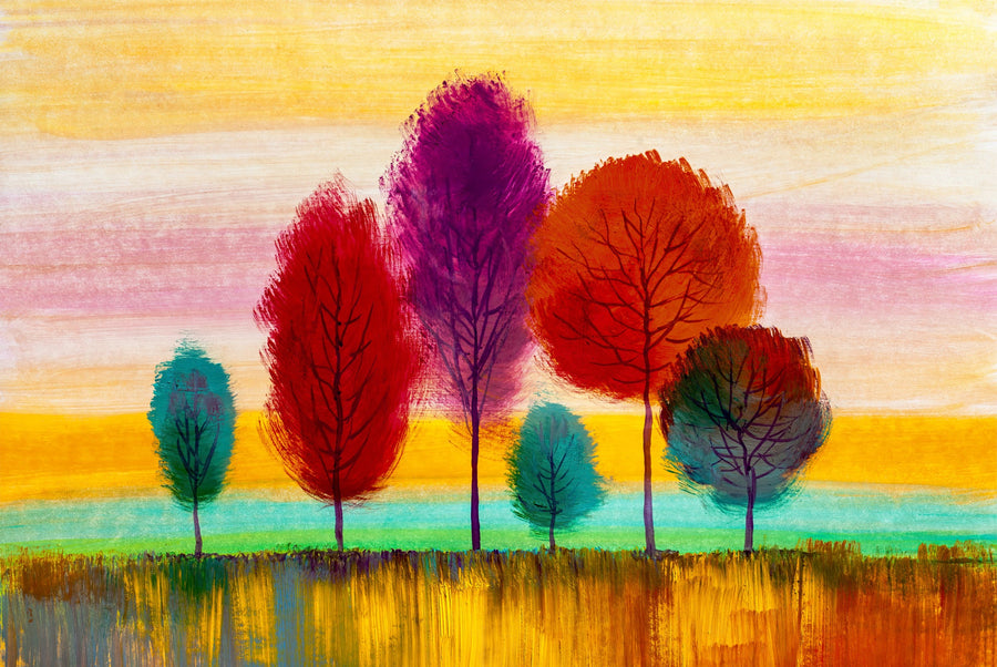 Radiant Chromatic Grove — 3D Haptic Embossed High-Gloss Luxury Wall Art