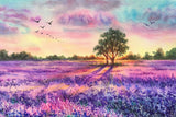 Albero al tramonto lavanda — Quadro da parete di lusso 3D a rilievo aptico ad alta lucentezza - Aluminum Composite / 90x60 cm