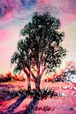 Lavender Sunset Tree — 3D Haptic Embossed High-Gloss Luxury Wall Art