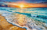 Azure Shoreline Radiance — 3D Haptic Embossed High-Gloss Luxury Wall Art