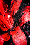 Crimson Velvet Lilies — 3D Haptic Embossed High-Gloss Luxury Wall Art