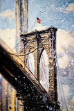 Gotham’s Golden Gateway: Brooklyn Bridge — 3D Haptic Embossed High-Gloss Luxury Wall Art