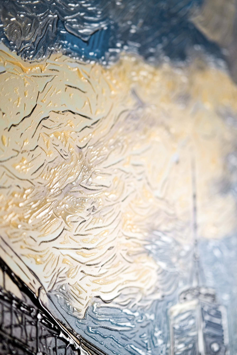 Gotham’s Golden Gateway: Brooklyn Bridge — 3D Haptic Embossed High-Gloss Luxury Wall Art