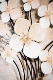 Ivory Floral Symphony — 3D Haptic Embossed High-Gloss Luxury Wall Art