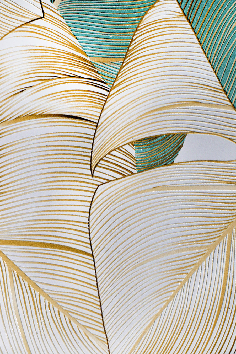 Azure Gilded Monstera — 3D Haptic Embossed High-Gloss Luxury Wall Art