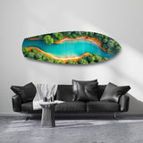 Aerial River Forest Landscape Glass Wall Art.