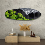 Black Sand Beach Aerial Forest Glass Wall Art.