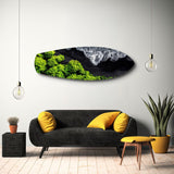 Black Sand Beach Aerial Forest Glass Wall Art.