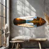 Lakeside Sunset Mirror Landscape Glass Wall Art.