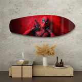 Red Masked Mercenary Comic Hero Glass Wall Art.