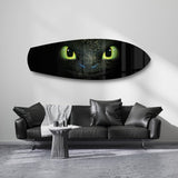 Black Dragon Green Eyes Glass Wall Art.