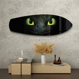 Black Dragon Green Eyes Glass Wall Art.