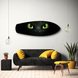 Black Dragon Green Eyes Glass Wall Art.