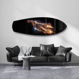 Flying Armored Superhero Glass Wall Art.
