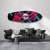 Surreal Eye and Hands Neon Glass Wall Art.