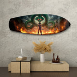 Anime Warrior Green Dragon Fire Glass Wall Art.