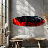 Red and Black Smoke Abstract Glass Wall Art.