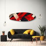 Red Black Geometric Brushstroke Glass Wall Art.