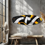 Yellow Black Abstract Graffiti Glass Wall Art.