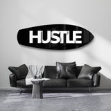Hustle Typography Motivational Glass Wall Art.