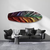 Rainbow Textured Leaf Abstract Glass Wall Art.