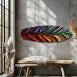 Rainbow Textured Leaf Abstract Glass Wall Art.