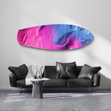 Pink Blue Topographic Wave Abstract Glass Wall Art.