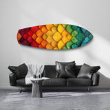 Rainbow Layered Leaves Abstract Glass Wall Art.