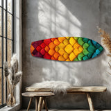 Rainbow Layered Leaves Abstract Glass Wall Art.