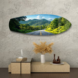 Forest Mountain Road Landscape Glass Wall Art.